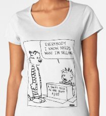 Calvin and Hobbes "A Swift Kick in the Butt" Comic Strip Women's Premium T-Shirt