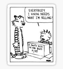 Calvin and Hobbes "A Swift Kick in the Butt" Comic Strip Sticker