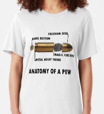 Anatomy of a Pew FPS Bullet Deconstruction For Gamers Geeks and Nerds Slim Fit T-Shirt