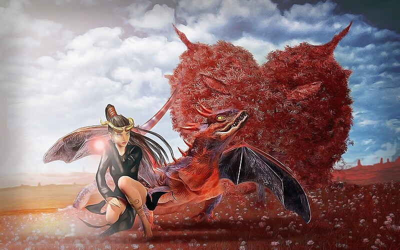 dragon myth Asian lady