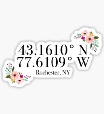 Rochester, NY Coordinates Sticker