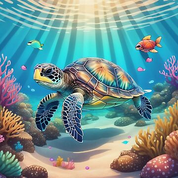Sea Turtle Cartoon Art Poster for Sale by NLDStudios
