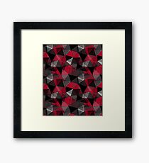 Abstract polygonal pattern.Red, black, grey triangles. Framed Print