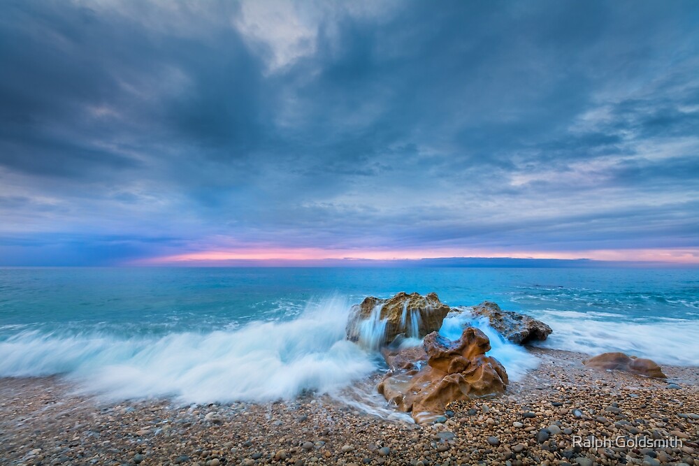 Rocks And Waves Playa La Caleta Dawn By Ralph Goldsmith