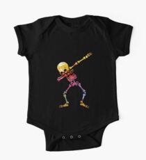 Dabbing Skeleton. Watercolor Art. Mardi Gras, Halloween, Carnival One Piece - Short Sleeve