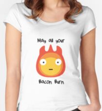Howls moving castle - Calcifer - May all your bacon burn. Women's Fitted Scoop T-Shirt