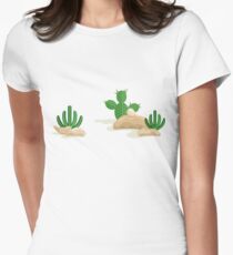 Desert mexican landscape with cacti Women's Fitted T-Shirt