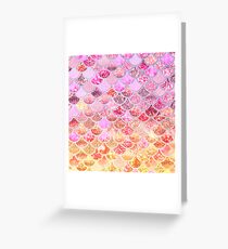 Pink Purple Magenta Sparkle Faux Glitter Mermaid Scales Greeting Card