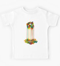 Rainbow Abstraction geschmolzen Rubiks Cube Kinder T-Shirt
