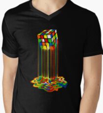 Rainbow Abstraction melted rubiks cube Men's V-Neck T-Shirt
