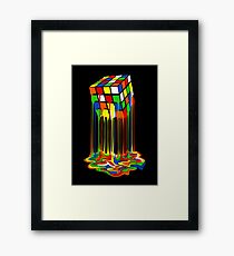 Rainbow Abstraction melted rubiks cube Framed Print