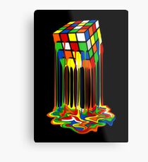 Rainbow Abstraction melted rubiks cube Metal Print