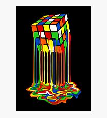 Rainbow Abstraction melted rubiks cube Photographic Print