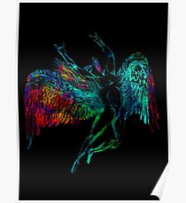 ICARUS THROWS THE HORNS - mythical *find unlisted gems in my portfolio* Poster