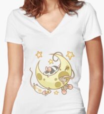 Moon Mice Women's Fitted V-Neck T-Shirt