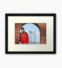 Boy with Manhatter Bridge in the background Framed Print