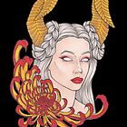 « cornes fille, chrysanthèmes » par Galbrin