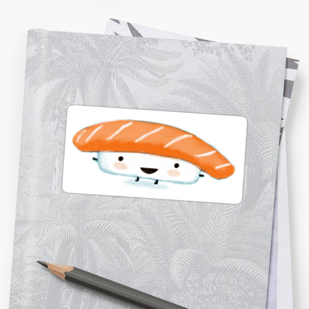 Salmon Sushi Kawaii Character Stickers By Jenn Inashvili Redbubble