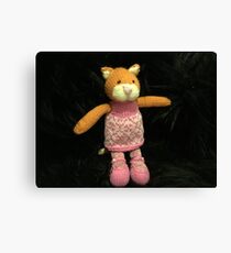 Knitted ginger cat Canvas Print