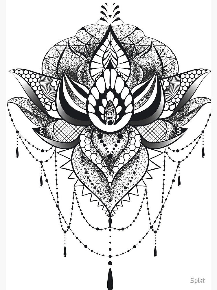 "Lotus Dotwork" Spiral Notebook by Spikt Redbubble