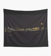 Orange Supermoon over Carrier Dome Syracuse NY Wall Tapestry