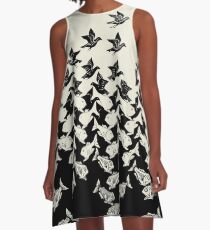 Fish and Birds Art Deco Tessellation A-Line Dress