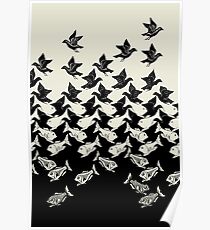 Fisch und Vögel Art Deco Tessellation Poster