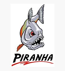 Scary Piranha Cartoon Sticker Photographic Print