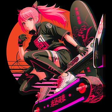 anime art , anime girl , streetwear , skateboard | Sticker