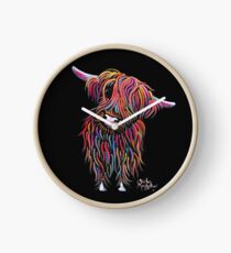 Scottish Highland Cow ' BoLLY ' by Shirley MacArthur Clock