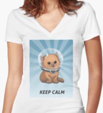 Keep Calm Kitty Fitted V-Neck T-Shirt