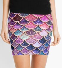 Pink Sparkle Faux Glitter Mermaid Scales Mini Skirt