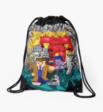 8bit 10th doctor pursued by all enemies Drawstring Bag