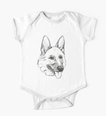 Graphic illustration with a dog of the German Shepherd breed One Piece - Short Sleeve