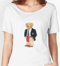 Camiseta ancha para mujer Preppy Smart Blazer Polo Bear