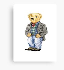 Cowboy Denim Polo Bear Canvas Print