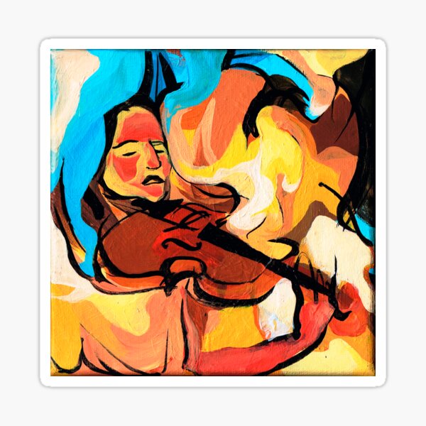 Violin Player Painting Sticker