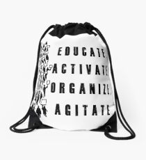 Educate. Activate. Organize. Agitate. - Activist Protesters Marching Drawstring Bag