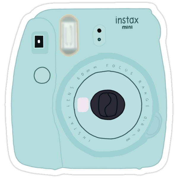 blue poloroid camera stickers by alyssa damato redbubble