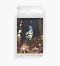 Street, City, Buildings, Photo, Day, Trees, New York, Manhattan Duvet Cover