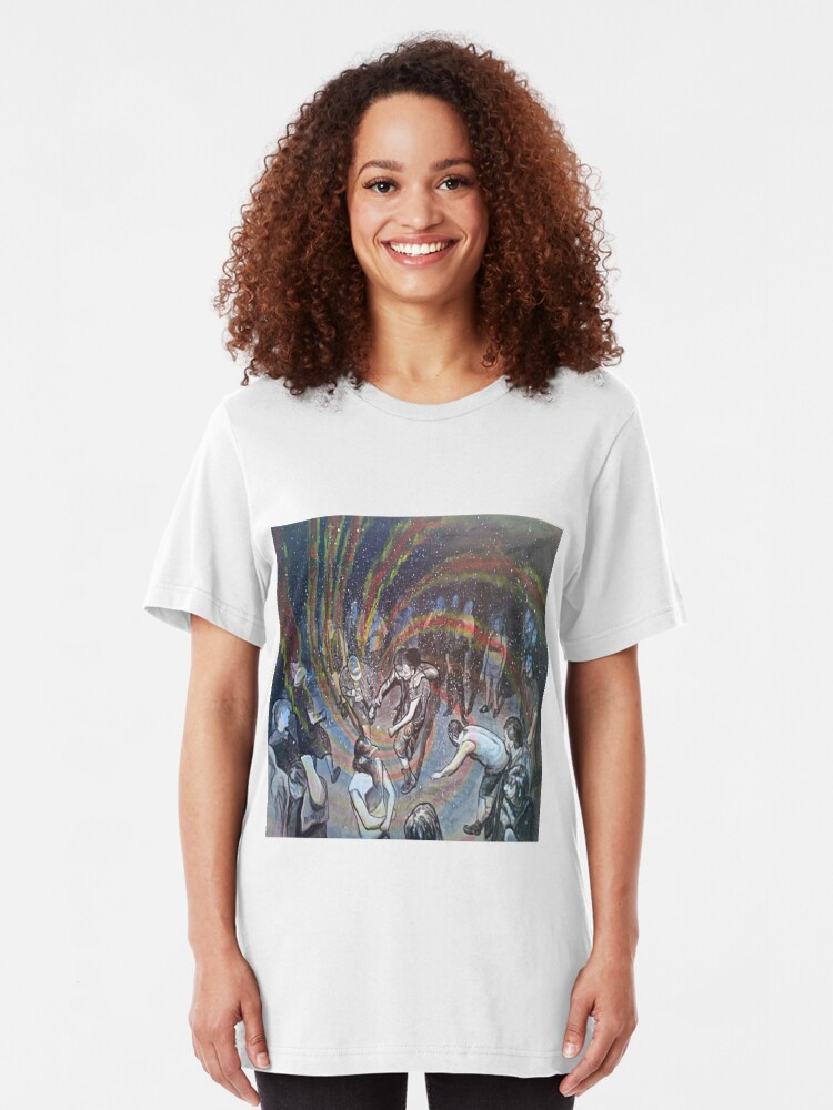 Alternate view of circle pit graivational wave Slim Fit T-Shirt