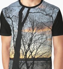 Sunset, pink clouds, trees, tree branches dance strange dance in the rays of sunset Graphic T-Shirt