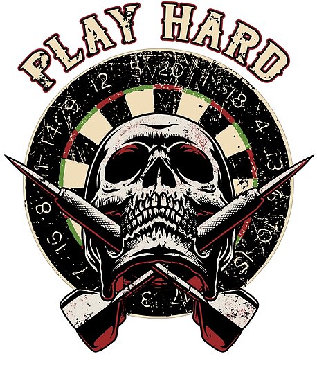 Dart Skull Play Hard Poster Von Rahmenlos Redbubble 7333