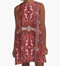 Red-Red pattern, non-contrast, as if glowing from the inside. A-Line Dress