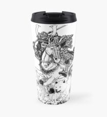 Samurai with Akitas Travel Mug