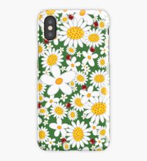 White Daisies and Red Ladybugs iPhone Case/Skin