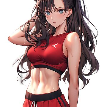 Rin Tohsaka from Fate Stay/Night wearing a sports bra, sexy cute anime  girl Sticker for Sale by Hawaii-Kawaii