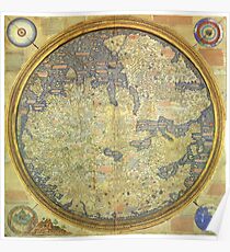 The Fra Mauro Map of the world. The map depicts Asia, Africa and Europe. Poster