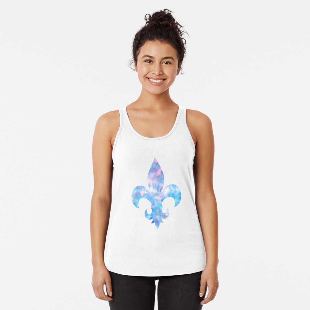 Fleur de Lis Blue Tie Dye Racerback Tank Top
