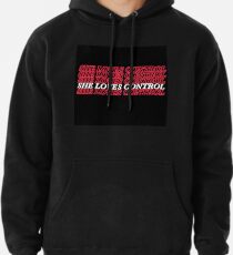 Sudadera con capucha Ella ama el control (rojo / blanco)